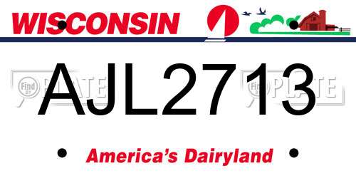 AJL2713 Wisconsin License Plate