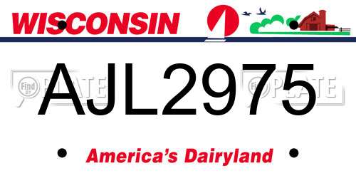 AJL2975 Wisconsin License Plate
