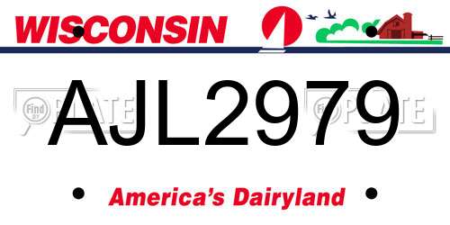 AJL2979 Wisconsin License Plate