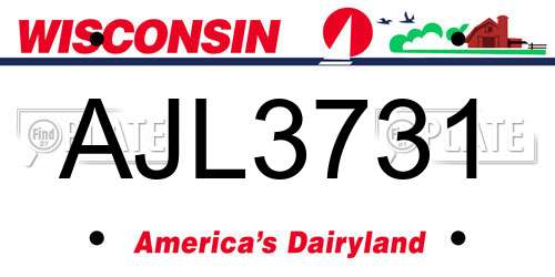 AJL3731 Wisconsin License Plate