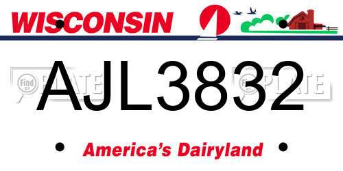 AJL3832 Wisconsin License Plate