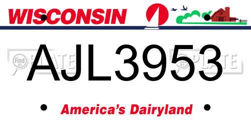 AJL3953 Wisconsin License Plate