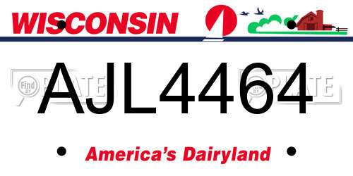 AJL4464 Wisconsin License Plate