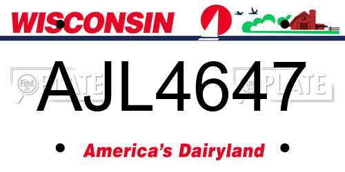 AJL4647 Wisconsin License Plate