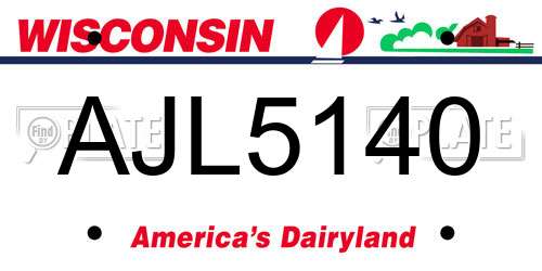 AJL5140 Wisconsin License Plate