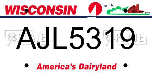 AJL5319 Wisconsin License Plate