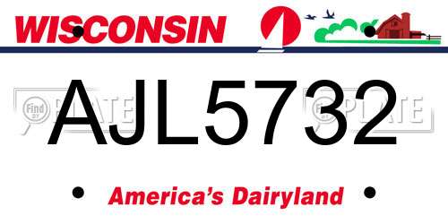 AJL5732 Wisconsin License Plate