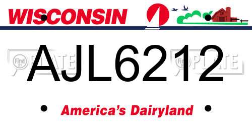 AJL6212 Wisconsin License Plate