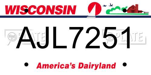 AJL7251 Wisconsin License Plate