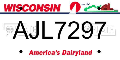 AJL7297 Wisconsin License Plate
