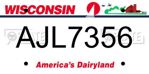 AJL7356 Wisconsin License Plate