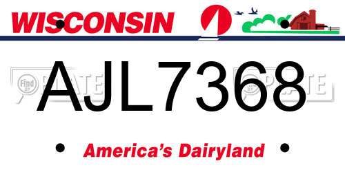AJL7368 Wisconsin License Plate
