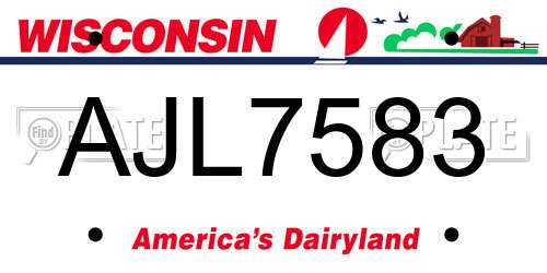 AJL7583 Wisconsin License Plate
