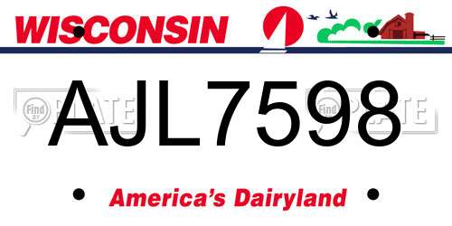 AJL7598 Wisconsin License Plate