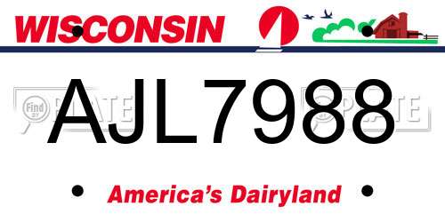 AJL7988 Wisconsin License Plate