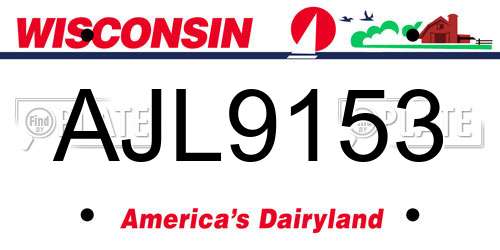 AJL9153 Wisconsin License Plate