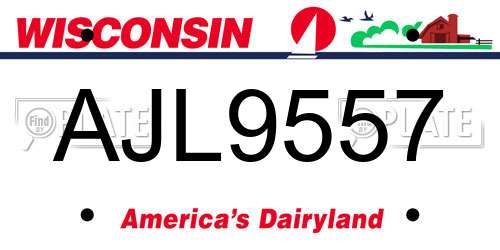 AJL9557 Wisconsin License Plate