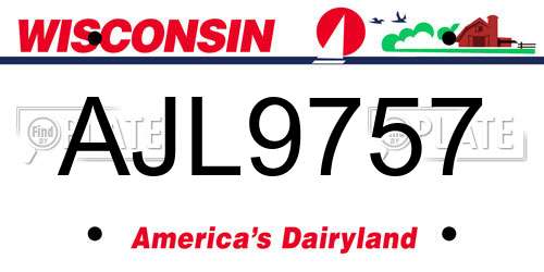 AJL9757 Wisconsin License Plate