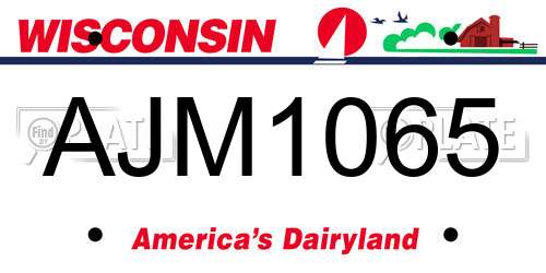 AJM1065 Wisconsin License Plate