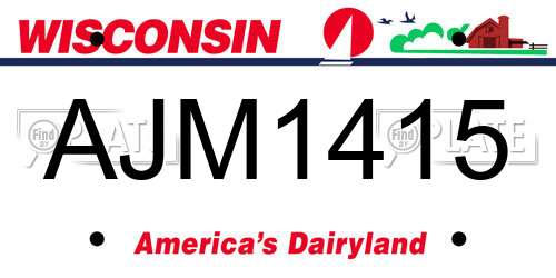 AJM1415 Wisconsin License Plate