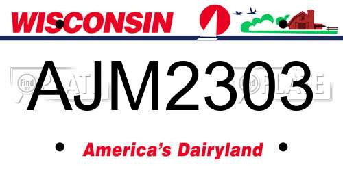 AJM2303 Wisconsin License Plate