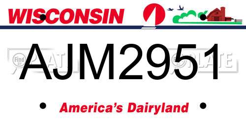 AJM2951 Wisconsin License Plate