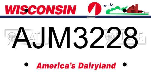 AJM3228 Wisconsin License Plate