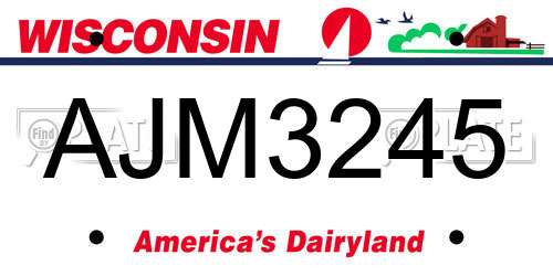 AJM3245 Wisconsin License Plate