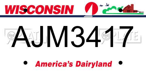AJM3417 Wisconsin License Plate