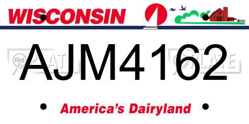 AJM4162 Wisconsin License Plate