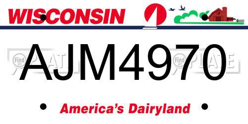 AJM4970 Wisconsin License Plate