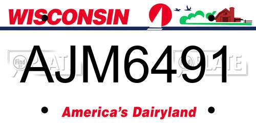 AJM6491 Wisconsin License Plate