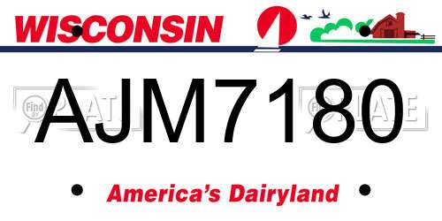 AJM7180 Wisconsin License Plate