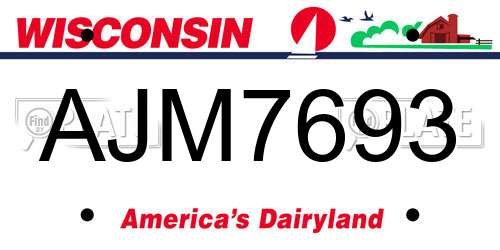 AJM7693 Wisconsin License Plate
