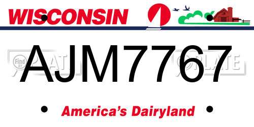 AJM7767 Wisconsin License Plate