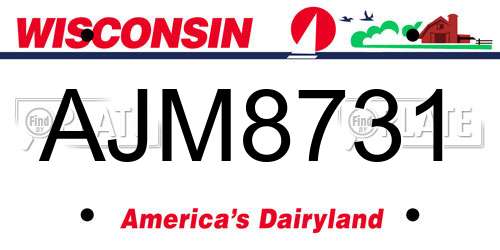 AJM8731 Wisconsin License Plate