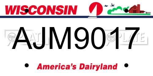 AJM9017 Wisconsin License Plate