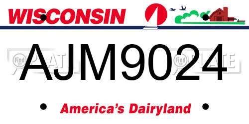 AJM9024 Wisconsin License Plate