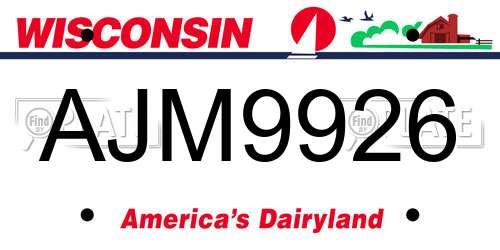 AJM9926 Wisconsin License Plate