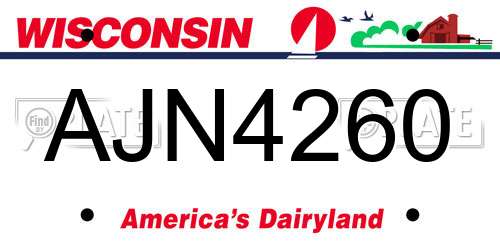 AJN4260 Wisconsin License Plate