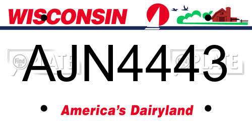 AJN4443 Wisconsin License Plate