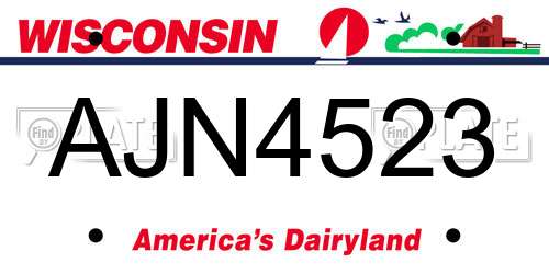 AJN4523 Wisconsin License Plate