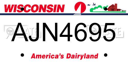 AJN4695 Wisconsin License Plate