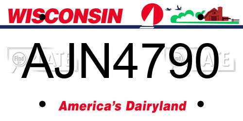 AJN4790 Wisconsin License Plate