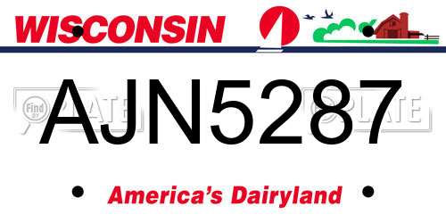 AJN5287 Wisconsin License Plate