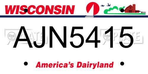 AJN5415 Wisconsin License Plate