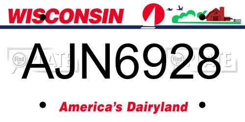 AJN6928 Wisconsin License Plate