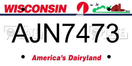 AJN7473 Wisconsin License Plate