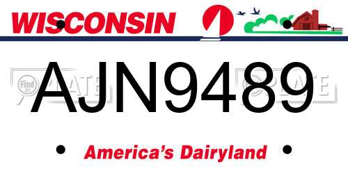 AJN9489 Wisconsin License Plate