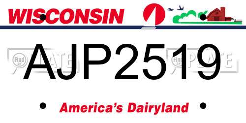 AJP2519 Wisconsin License Plate